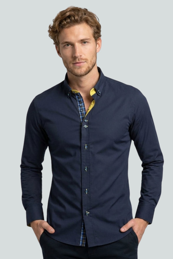 Camicia Uomo Donatello Sport Popelin Stretch Blu