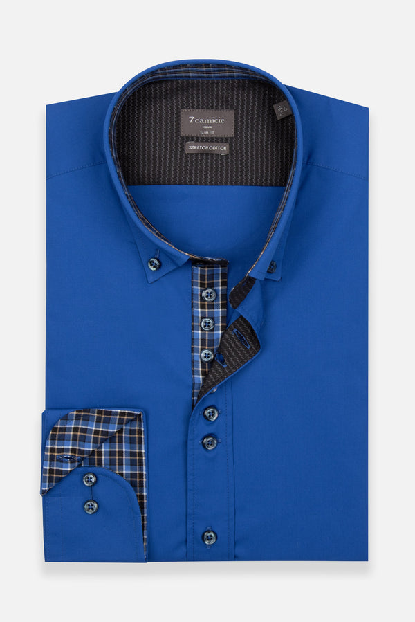 Camicia Uomo Donatello Sport Popelin Stretch Bluette