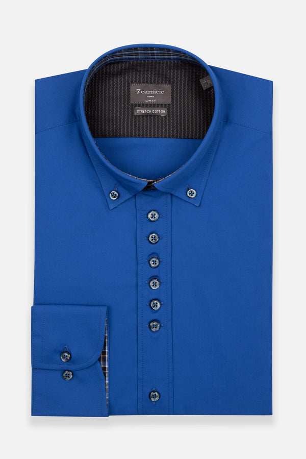 Camicia Uomo Donatello Sport Popelin Stretch Bluette