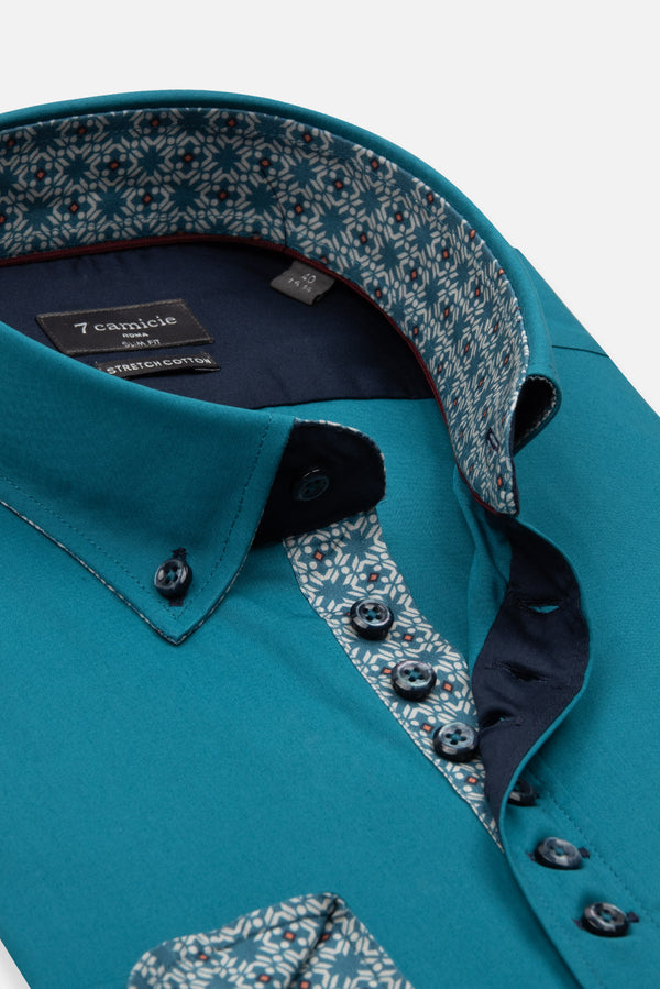 Camicia Uomo Donatello Sport Popelin Stretch Verde