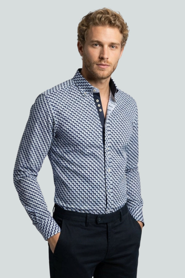 Camicia Uomo Donatello Sport Popelin Stretch Blu Celeste