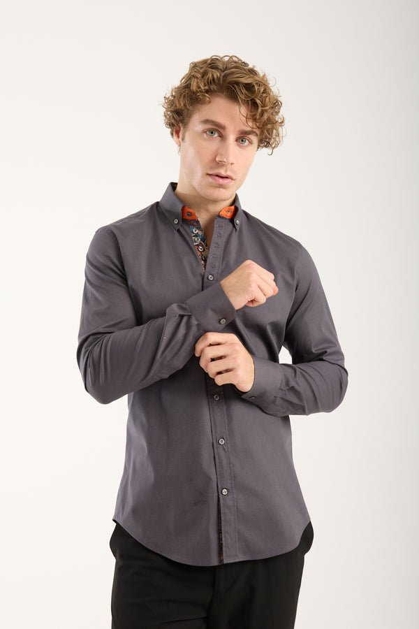 Chemise Homme Donatello Iconic Popelin Stretch Gris