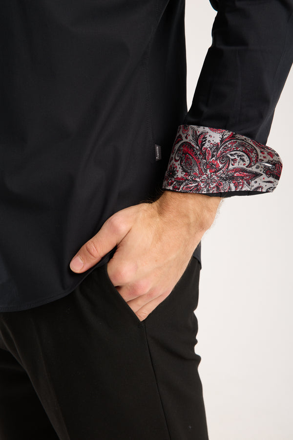 Camicia Uomo Donatello Iconic Popelin Stretch Nero