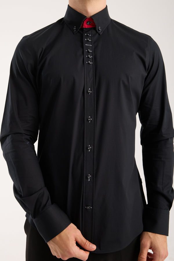 Camicia Uomo Donatello Iconic Popelin Stretch Nero