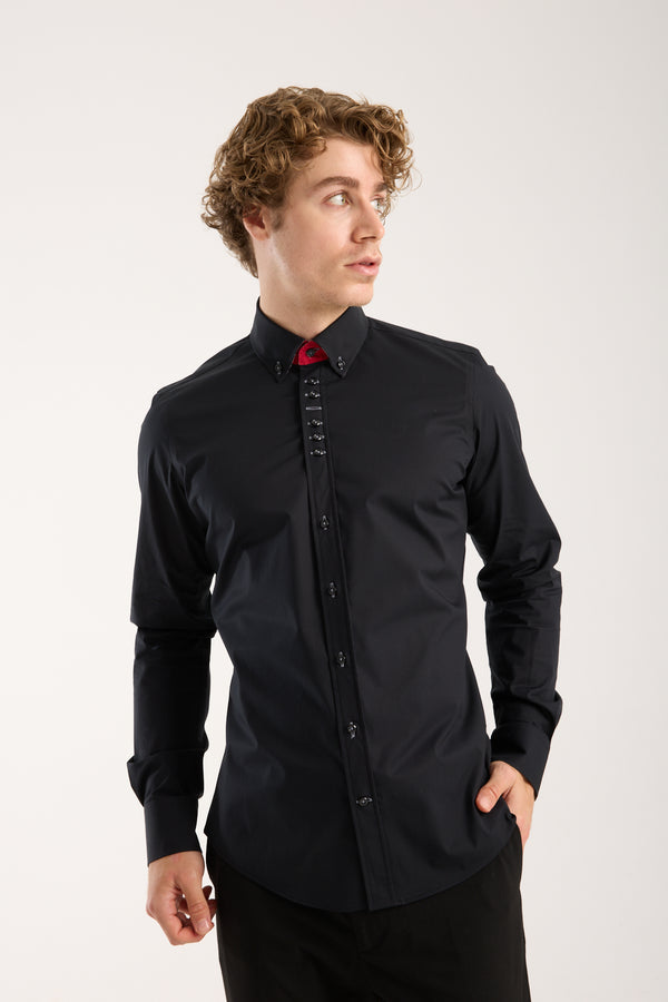 Camicia Uomo Donatello Iconic Popelin Stretch Nero