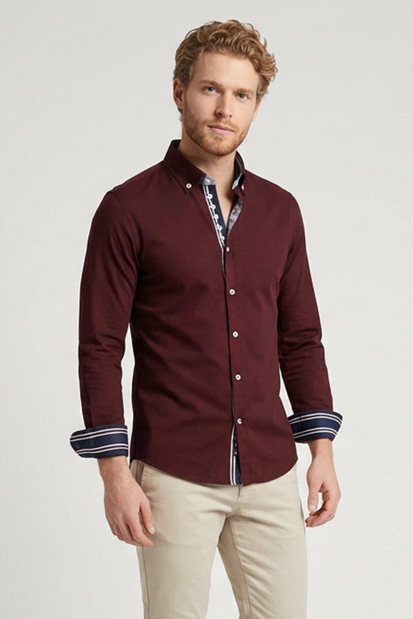 Chemise Homme Donatello Iconic Popelin Stretch Rouge