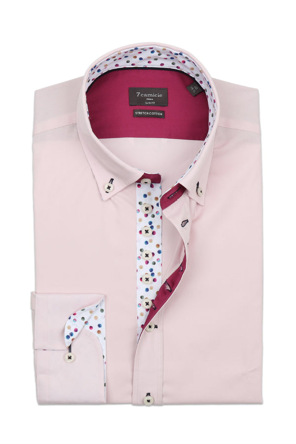 Donatello Iconic Herren Hemd Poplin Stretch Rosa