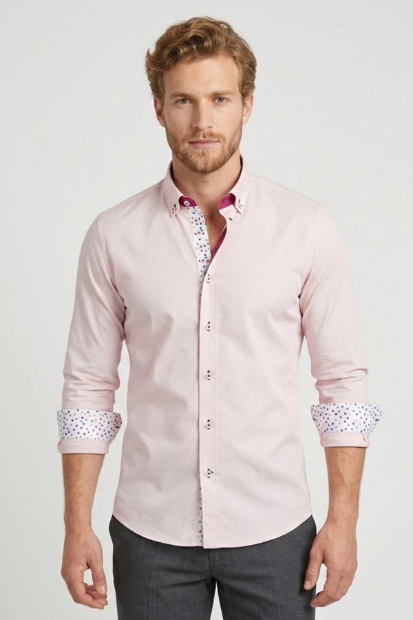 Donatello Iconic Herren Hemd Poplin Stretch Rosa