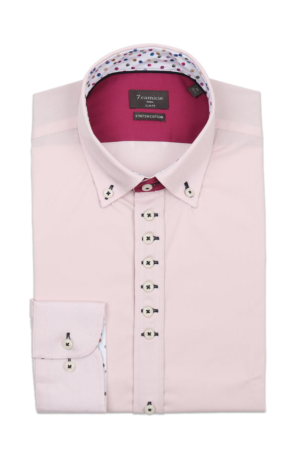 Donatello Iconic Herren Hemd Poplin Stretch Rosa