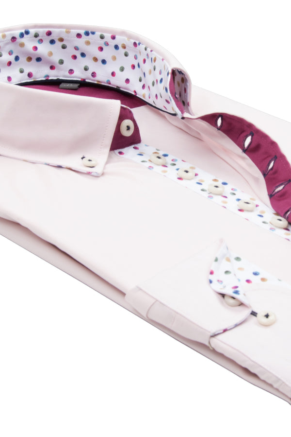 Donatello Iconic Herren Hemd Poplin Stretch Rosa