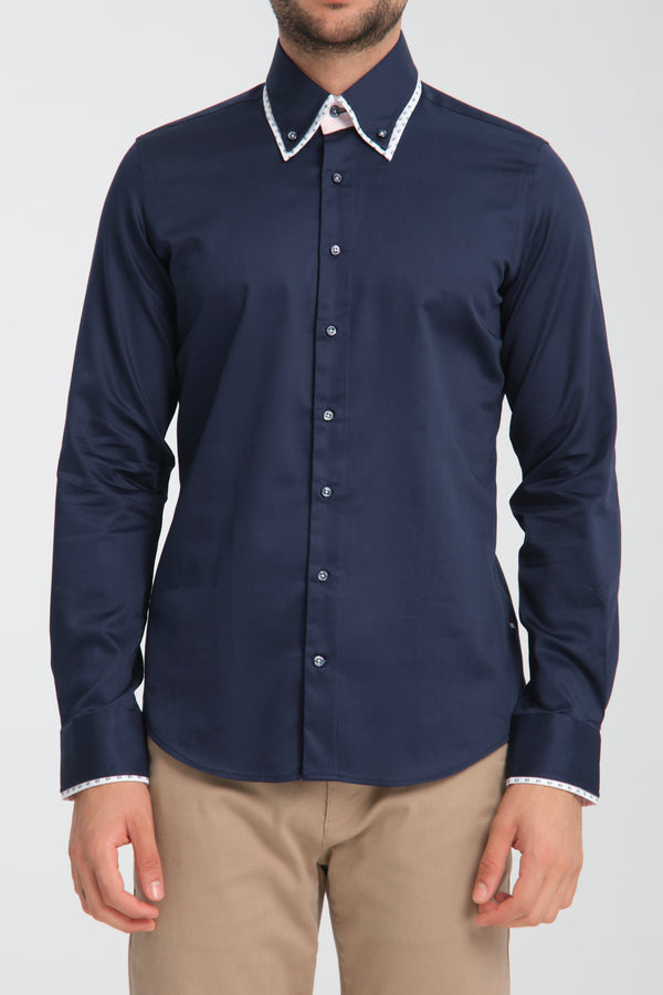 Chemise Homme Sport Satin Bleu