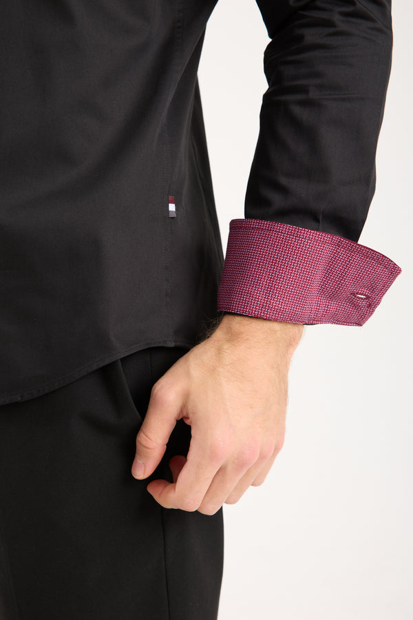 Chemise Homme Satin Noir