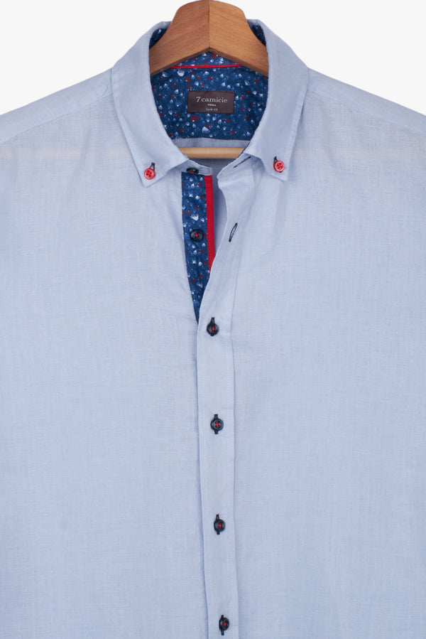 Camicia Uomo Sport Lino Celeste