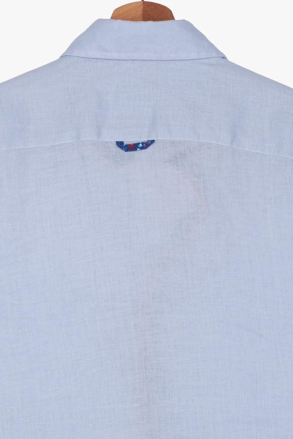 Sport Linen Man Shirt Light Blue