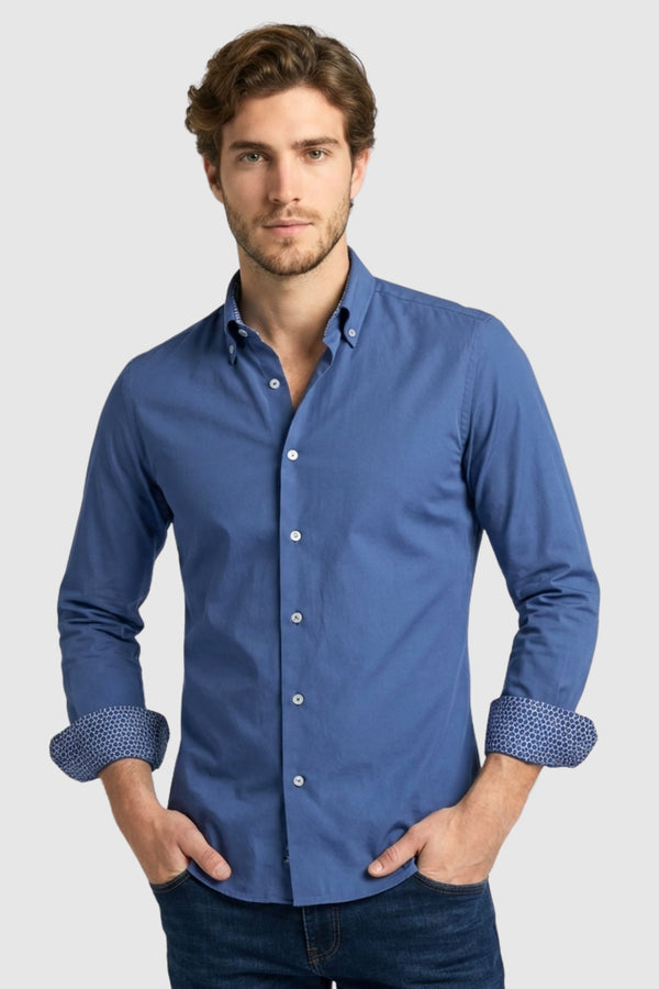Poplin Man Shirt Blue Non Iron