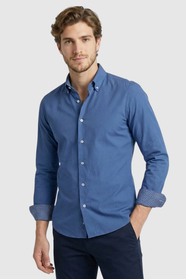 Poplin Man Shirt Blue Non Iron