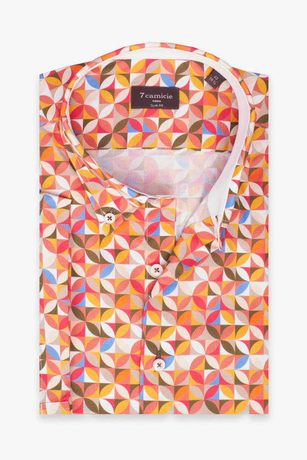 Camicia Uomo Manica Corta Leonardo Sport Popelin Giallo Rosa