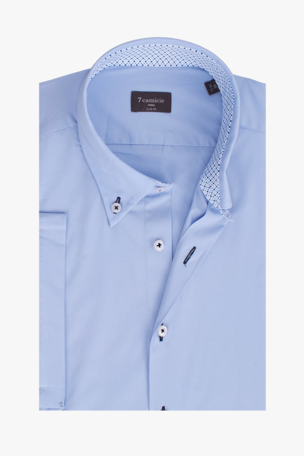 Camisa Hombre Manga corta Leonardo Sport Popelin Stretch Azul Claro