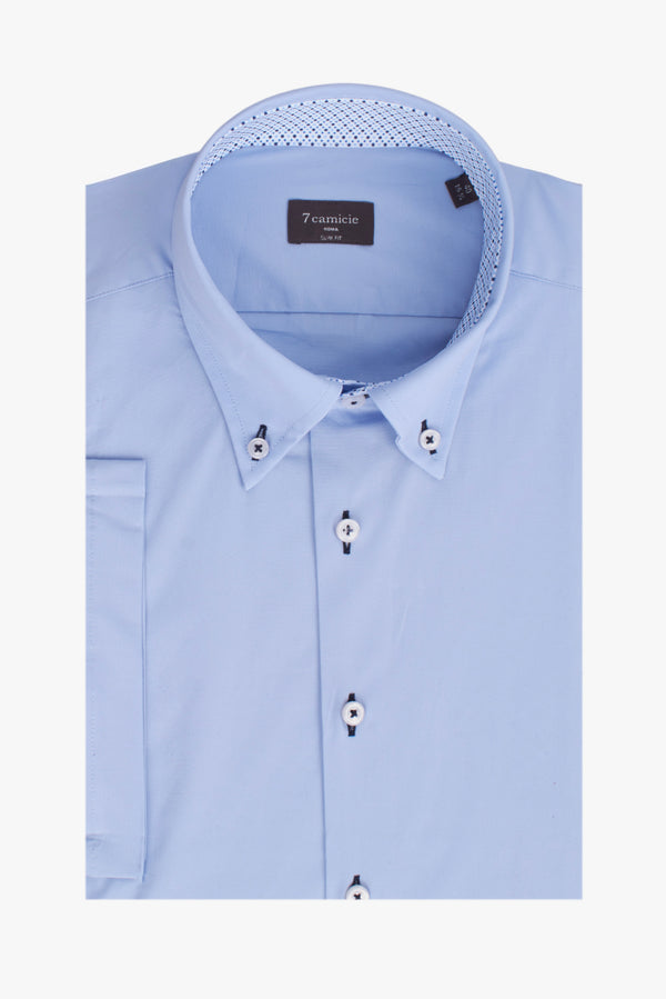 Leonardo Sport Poplin Stretch Man Shirt Short Sleeve Light Blue