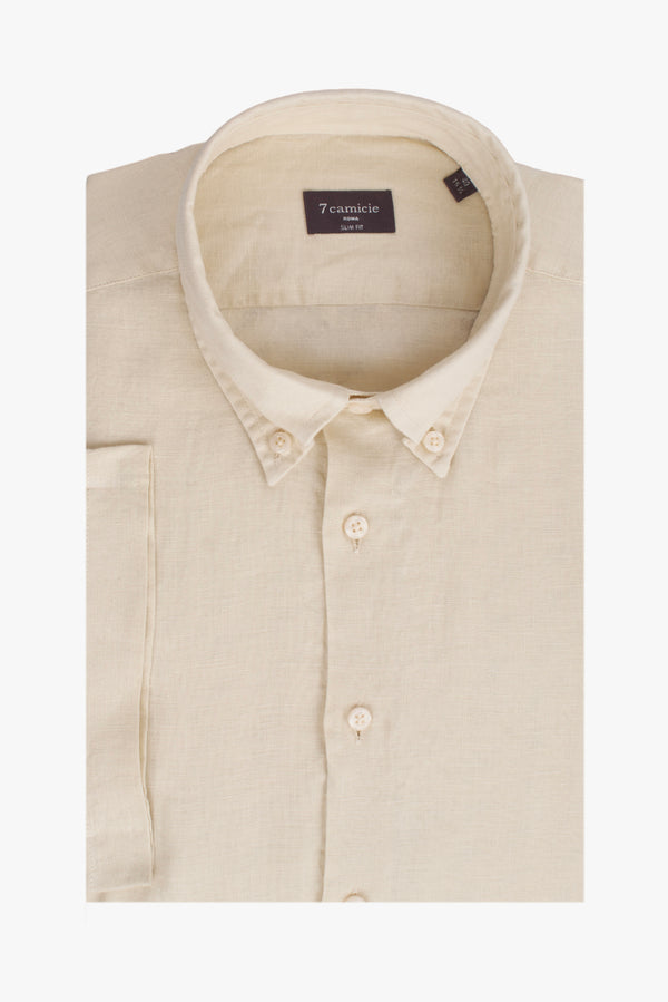 Camicia Uomo Manica Corta Leonardo Sport Lino Beige