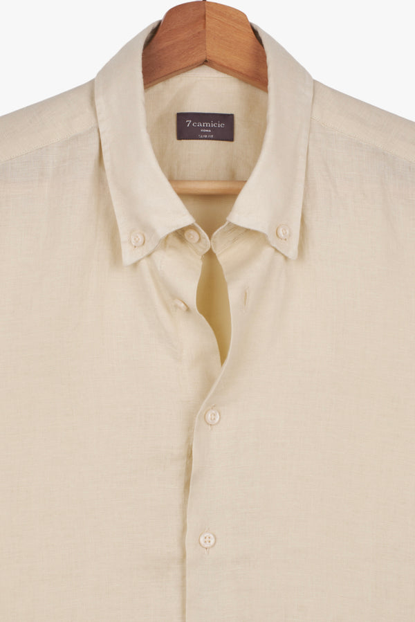 Leonardo Sport Linen Man Shirt Short Sleeve Beige