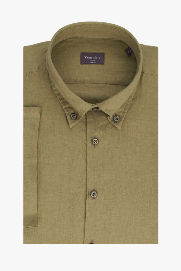 Camicia Uomo Manica Corta Leonardo Sport Lino Verde