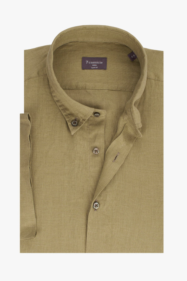 Leonardo Sport Linen Man Shirt Short Sleeve Green