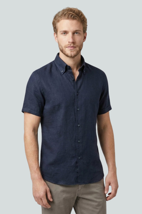 Camisa Hombre Manga corta Leonardo Sport Lino Azul