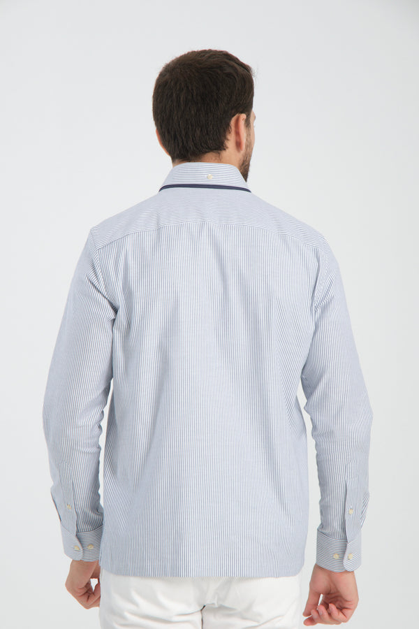 Camicia Uomo Sport Oxford Blu Bianco