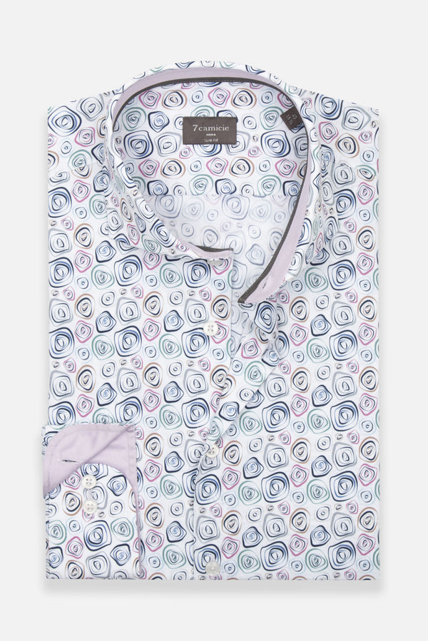 Camisa Hombre Firenze Sport Popelin Blanco Azul