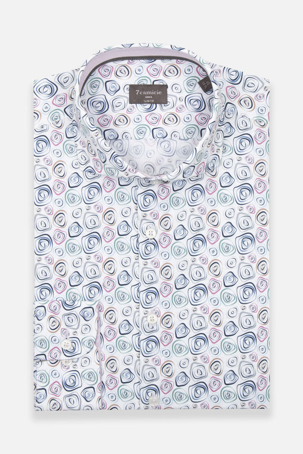 Camisa Hombre Firenze Sport Popelin Blanco Azul