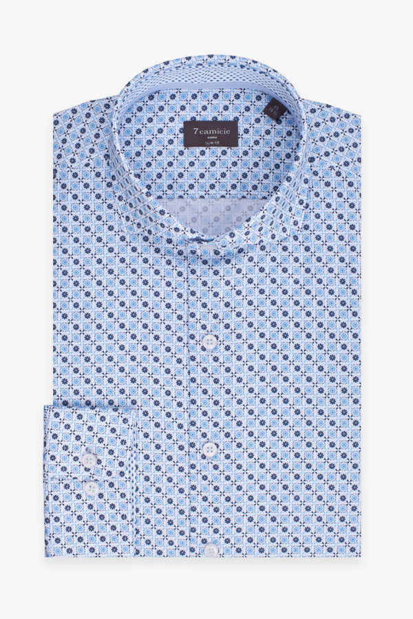 Chemise Homme Firenze Sport Popelin Blanc Bleu clair