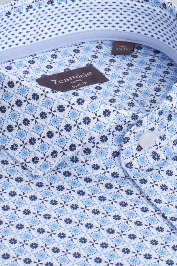 Firenze Sport Poplin Man Shirt White Light Blue