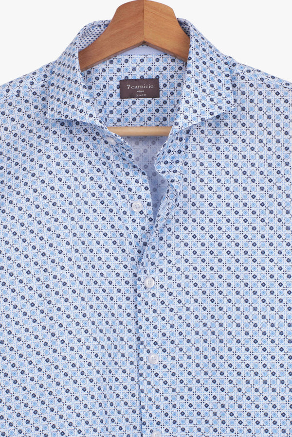 Firenze Sport Poplin Man Shirt White Light Blue