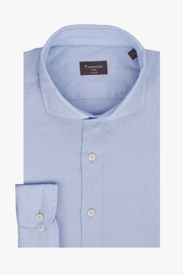 Camicia Uomo Firenze Essential Lino Celeste