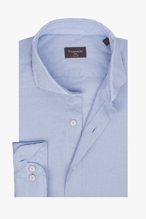 Firenze Essentials Linen Man Shirt Light Blue