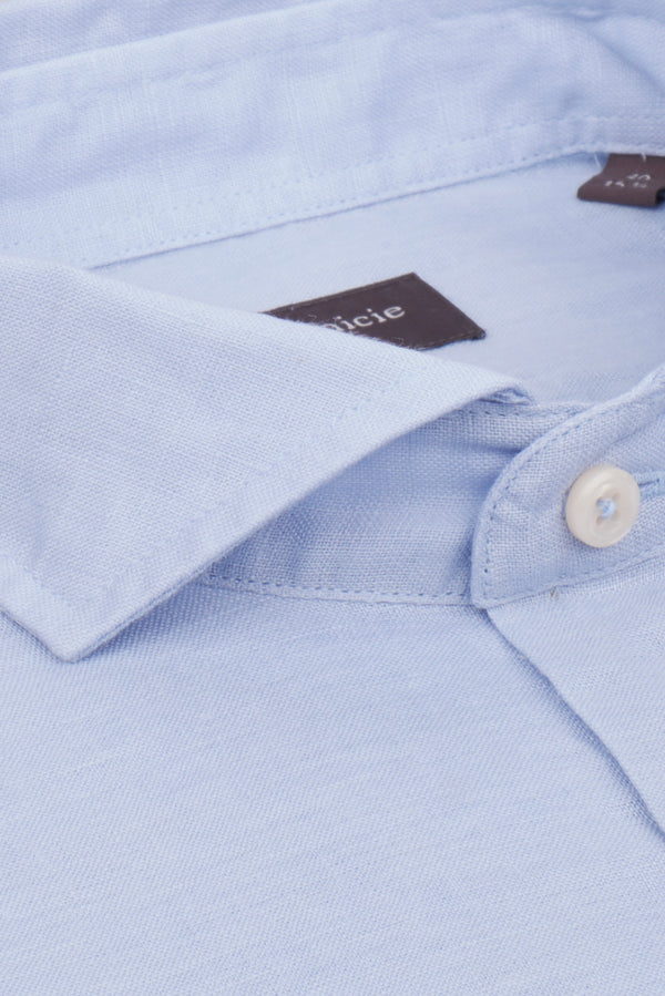 Firenze Essentials Linen Man Shirt Light Blue