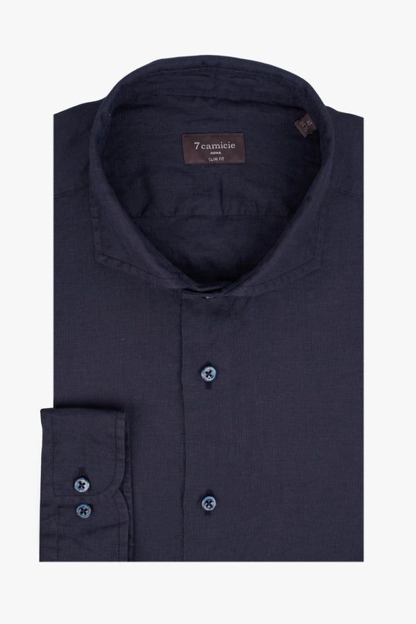 Firenze Essential Herren Hemd Leinen Blau