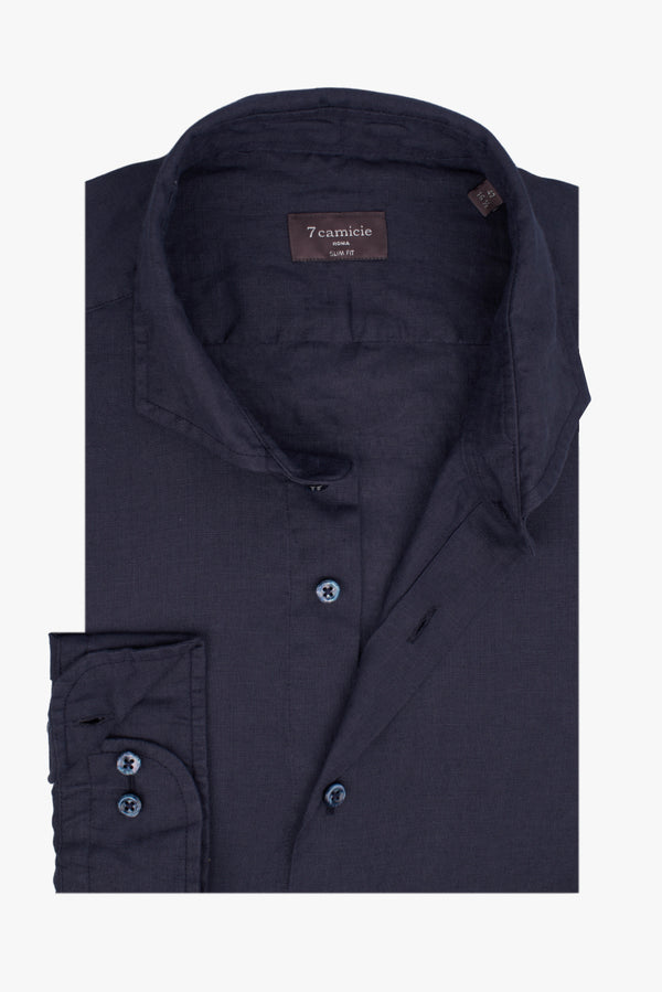 Camicia Uomo Firenze Essential Lino Blu