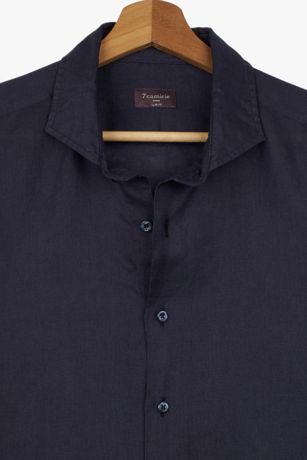 Firenze Essentials Linen Man Shirt Blue