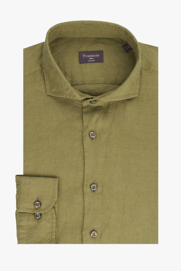 Camicia Uomo Firenze Essential Lino Verde