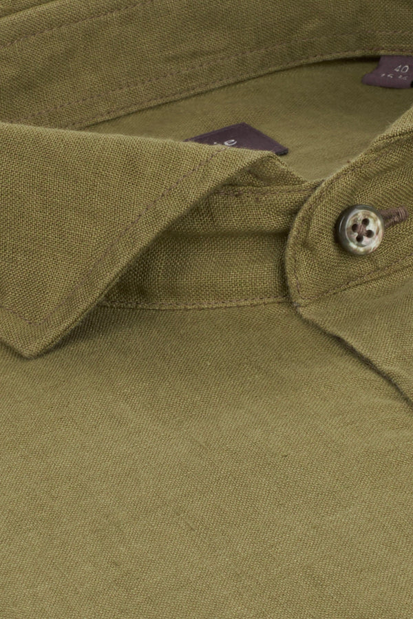 Firenze Essentials Linen Man Shirt Green