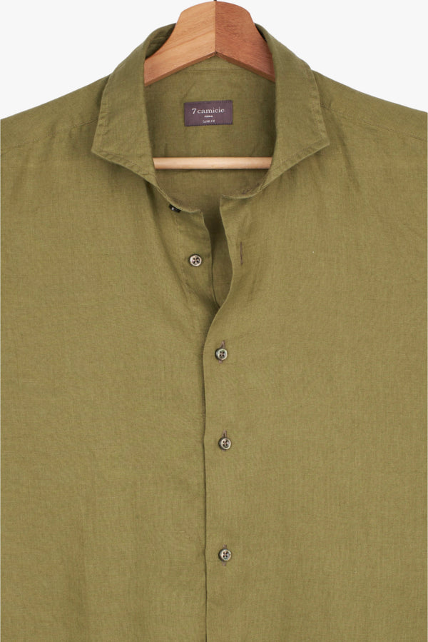 Firenze Essentials Linen Man Shirt Green