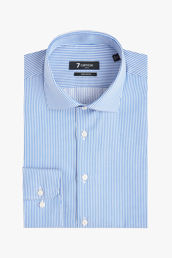 Camisa Hombre Marcello Essential Popelin Azul Claro Blanco Sin plancha