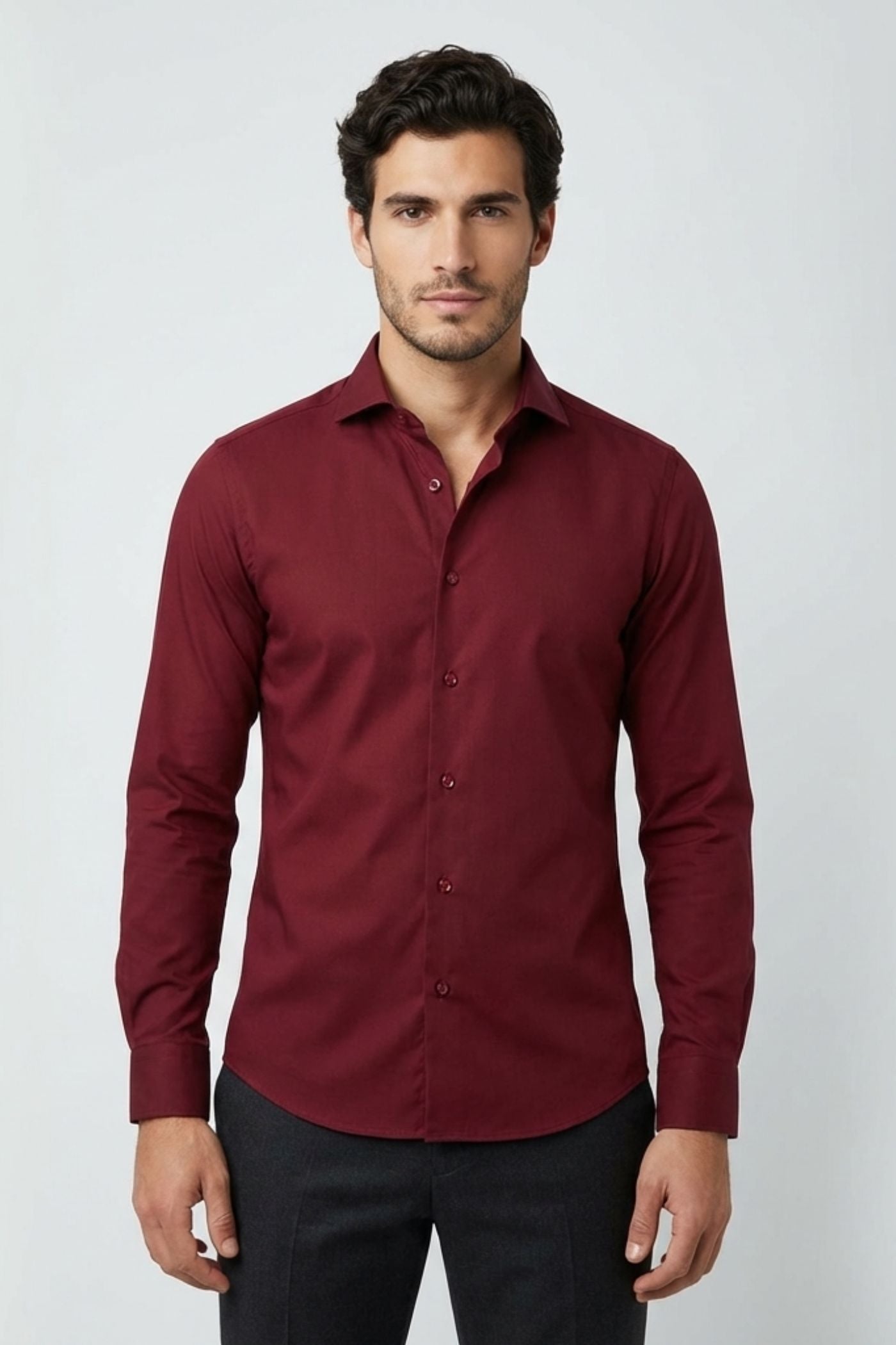 Chemise à manches longues pour homme, coupe ajustée, Style jeune coréen, tenue d'affaires décontractée, blanche Chemise à manches longues pour homme, coupe ajustée, Style jeune coréen, tenue d'affaires décontractée, blanche
