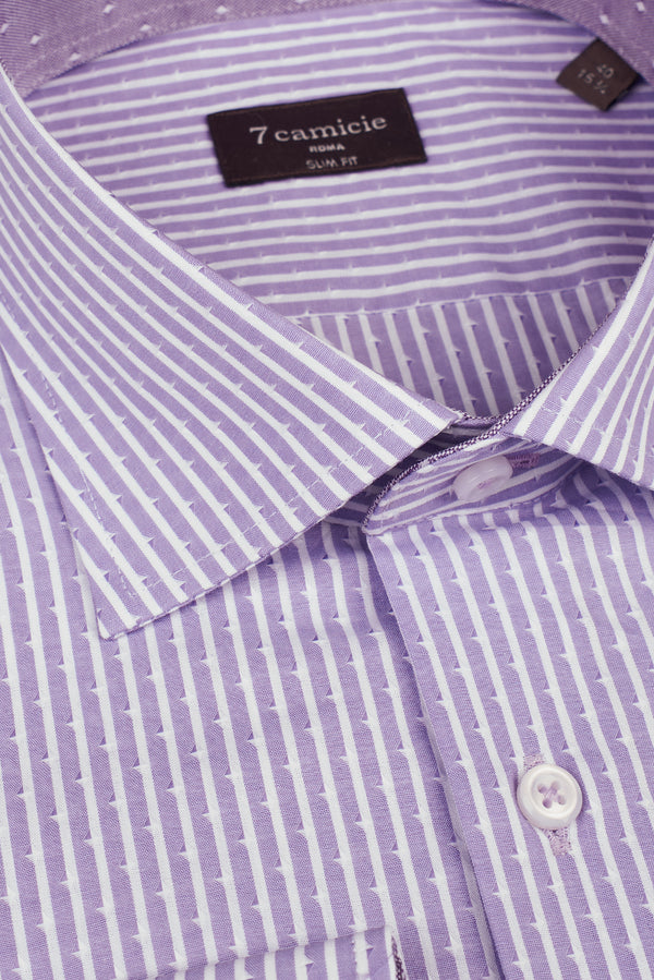 Firenze Sport Jaquard Man Shirt Lilac White