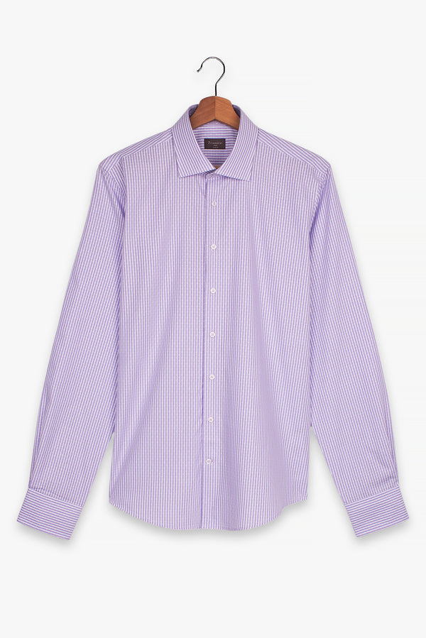 Firenze Sport Jaquard Man Shirt Lilac White