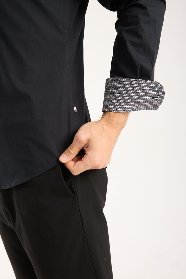 Chemise Homme Firenze Sport Popelin Stretch Noir