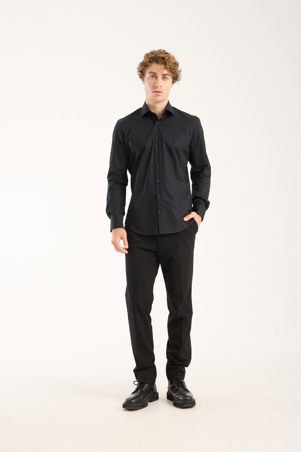 Chemise Homme Firenze Sport Popelin Stretch Noir