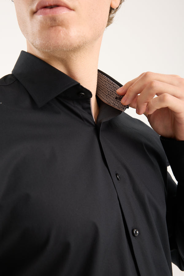 Chemise Homme Firenze Sport Popelin Stretch Noir